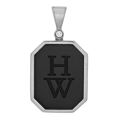 Harry Winston 18K White Gold Diamond Zalium HW Logo Pendant 1 of 4