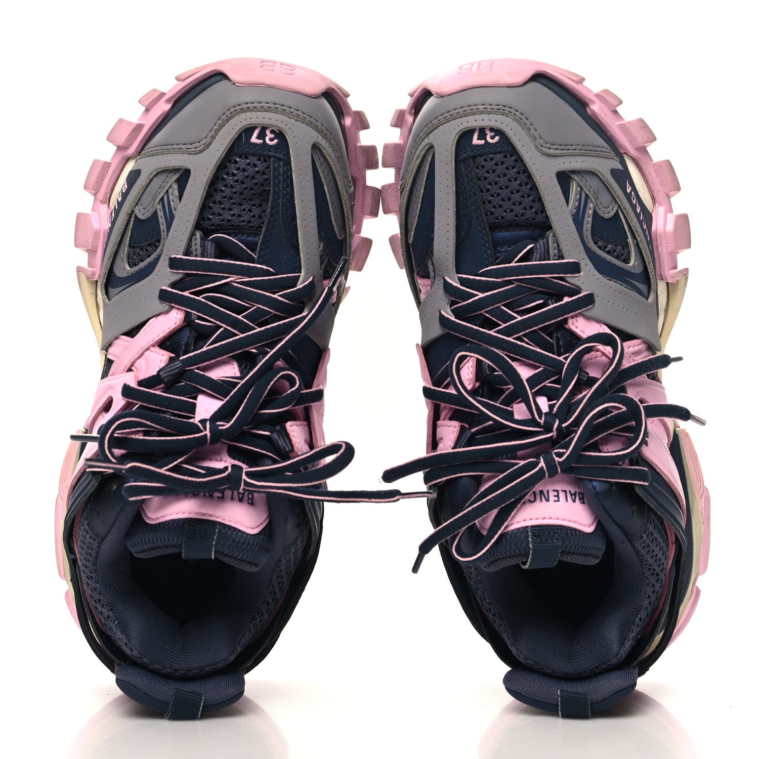 Balenciaga Mesh Nylon Womens Track Sneakers 37 Dark Grey Pink Grey 2 of 8