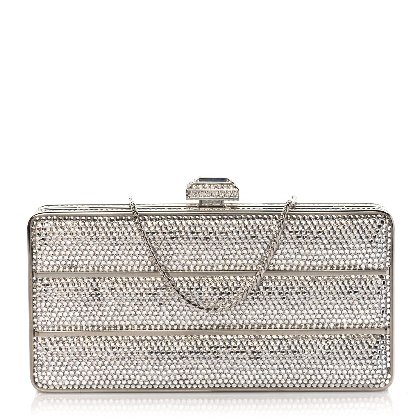 Swarovski Crystal Minaudiere Clutch Silver