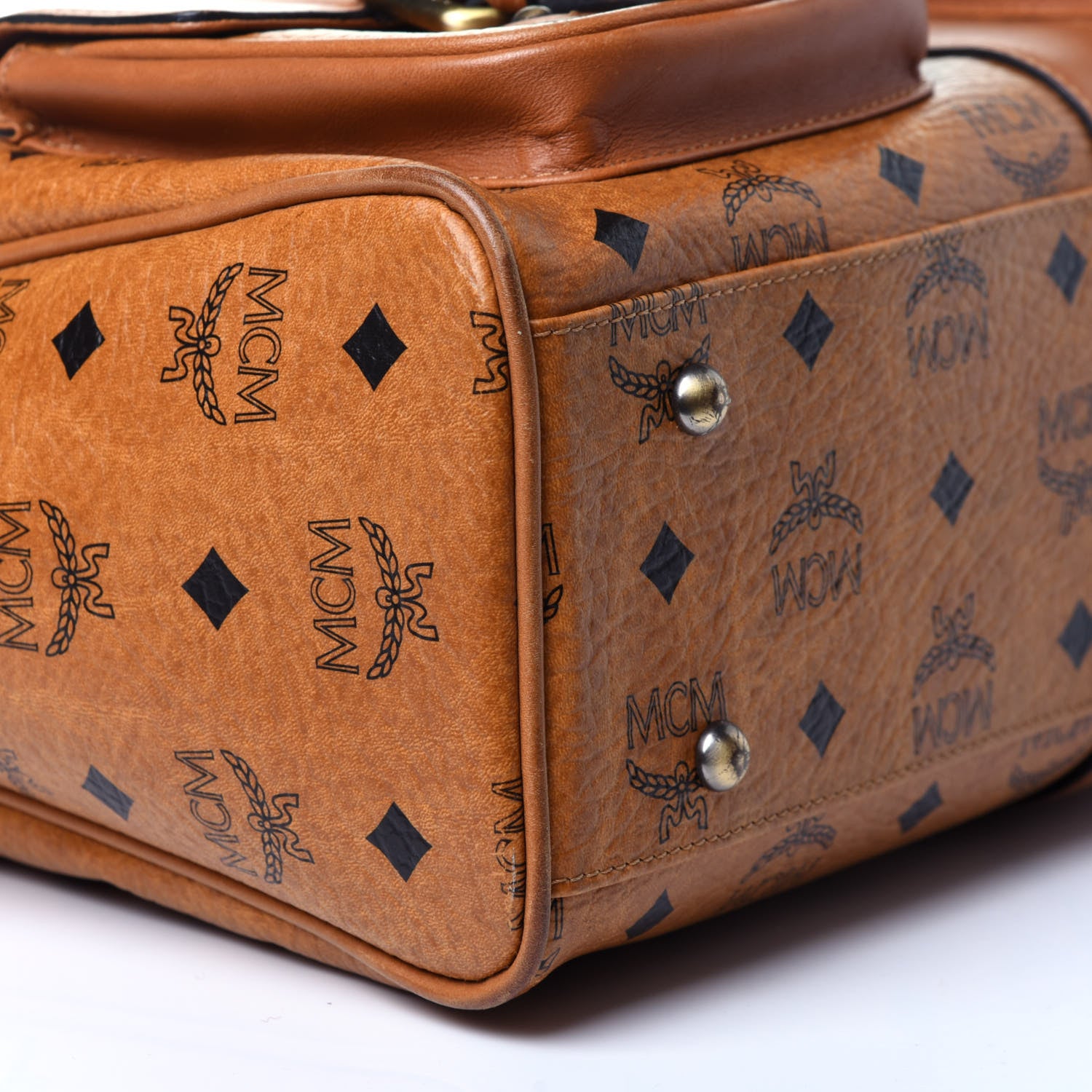 MCM Visetos Satchel Cognac 9 of 12