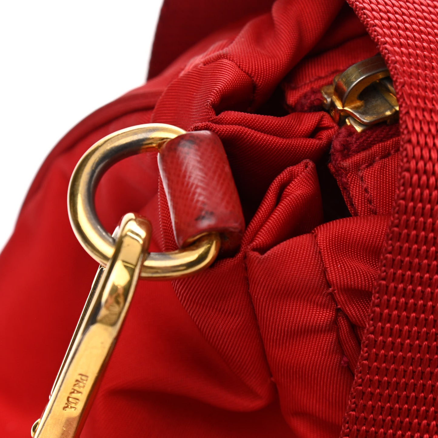 Tessuto Nylon Saffiano Shoulder Bag Rosso
