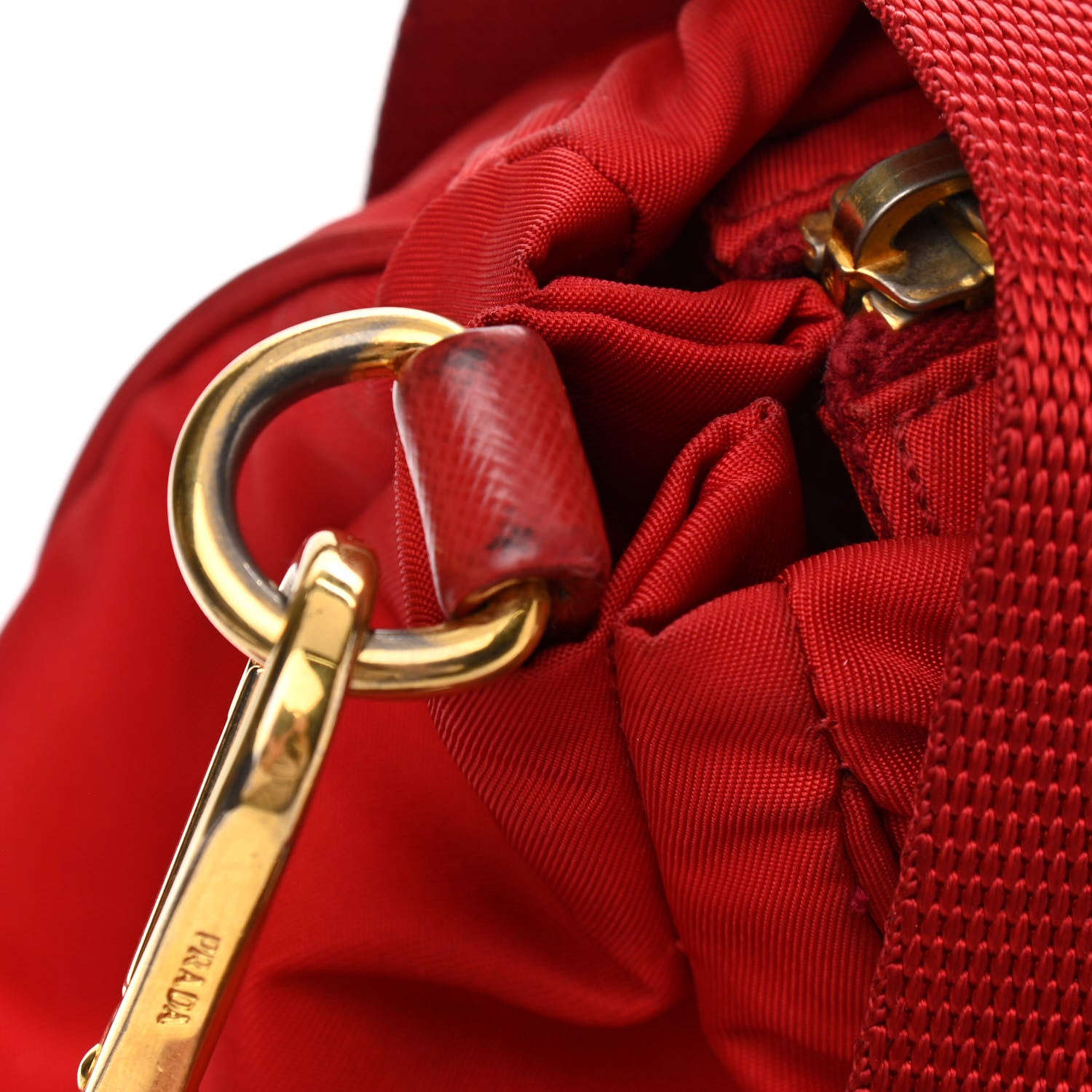 Prada Tessuto Nylon Saffiano Shoulder Bag Rosso 11 of 13