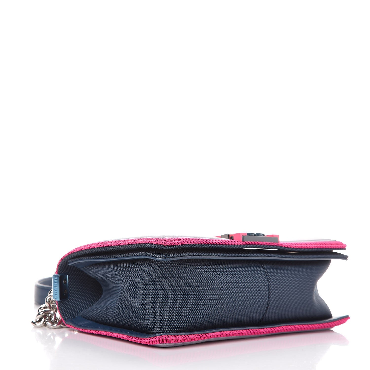 Chanel Canvas Quilted Medium Fluo Boy Flap Dark Navy Fuchsia Grey 4 of 9
