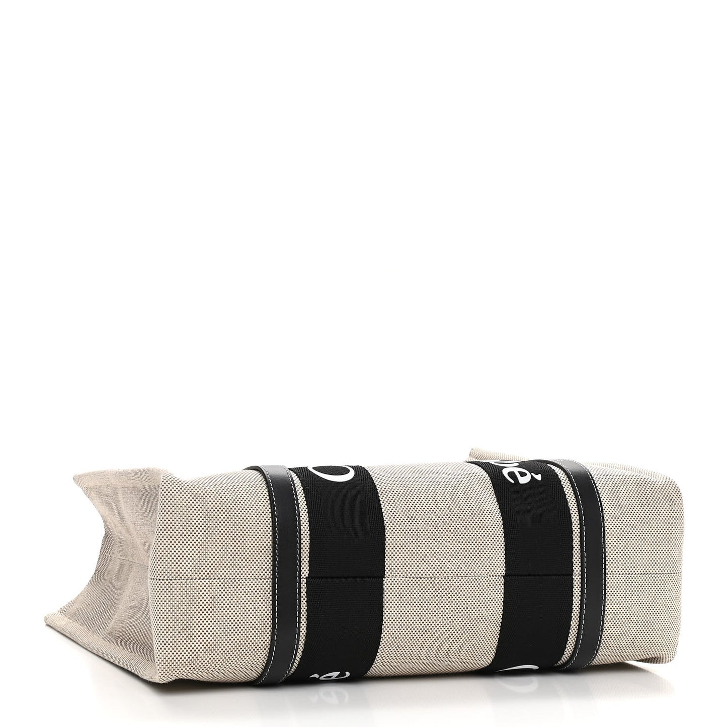 Cotton Calfskin Medium Woody Ribbon Tote Black Blue