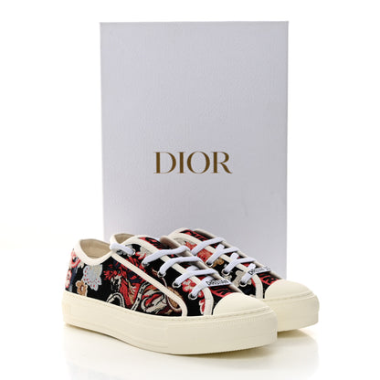 Christian Dior Cotton Floral Pop Embroidered Walk'N'Dior Low Top Sneakers 38 Red Multicolor 9 of 9