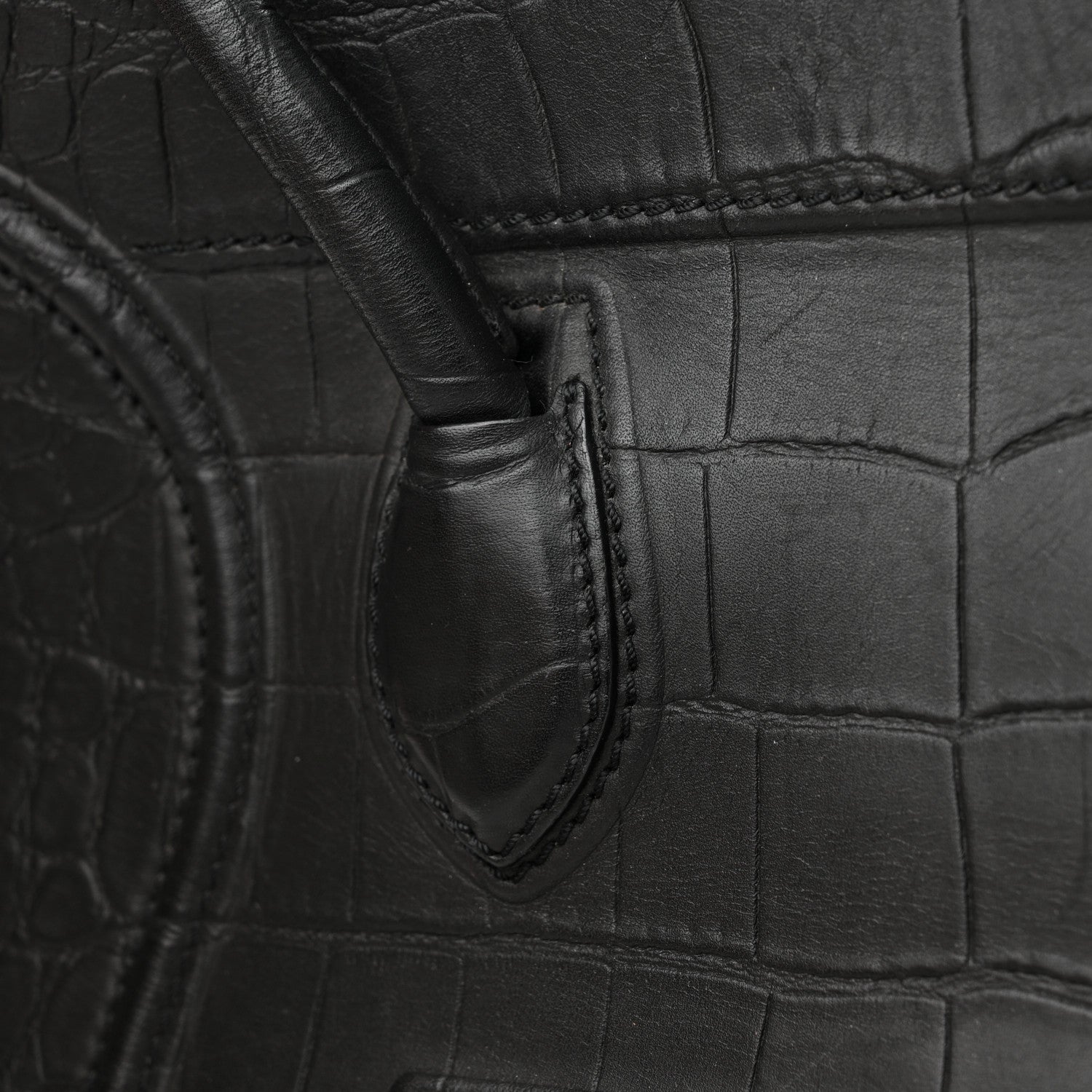 Celine Calfskin Crocodile Embossed Medium Phantom Luggage Black 15 of 17