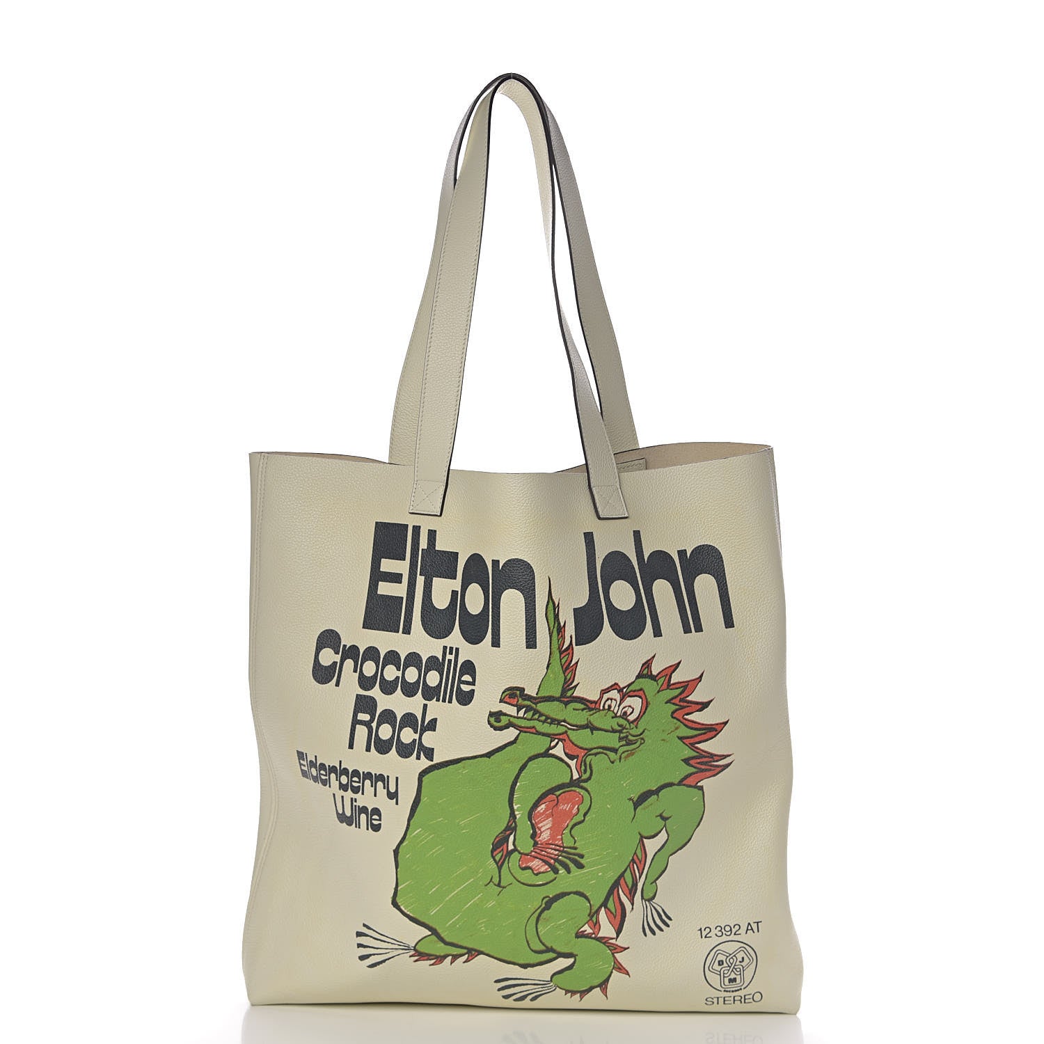 Gucci Calfskin Elton John Crocodile Rock Large Tote Off White 3 of 19