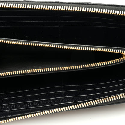 Saint Laurent Grain De Poudre Matelasse Chevron Monogram Zip Around Wallet Black 5 of 7