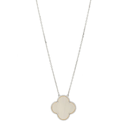 Van Cleef & Arpels 18K White Gold Mother of Pearl Magic Alhambra Pendant Necklace 1 of 6