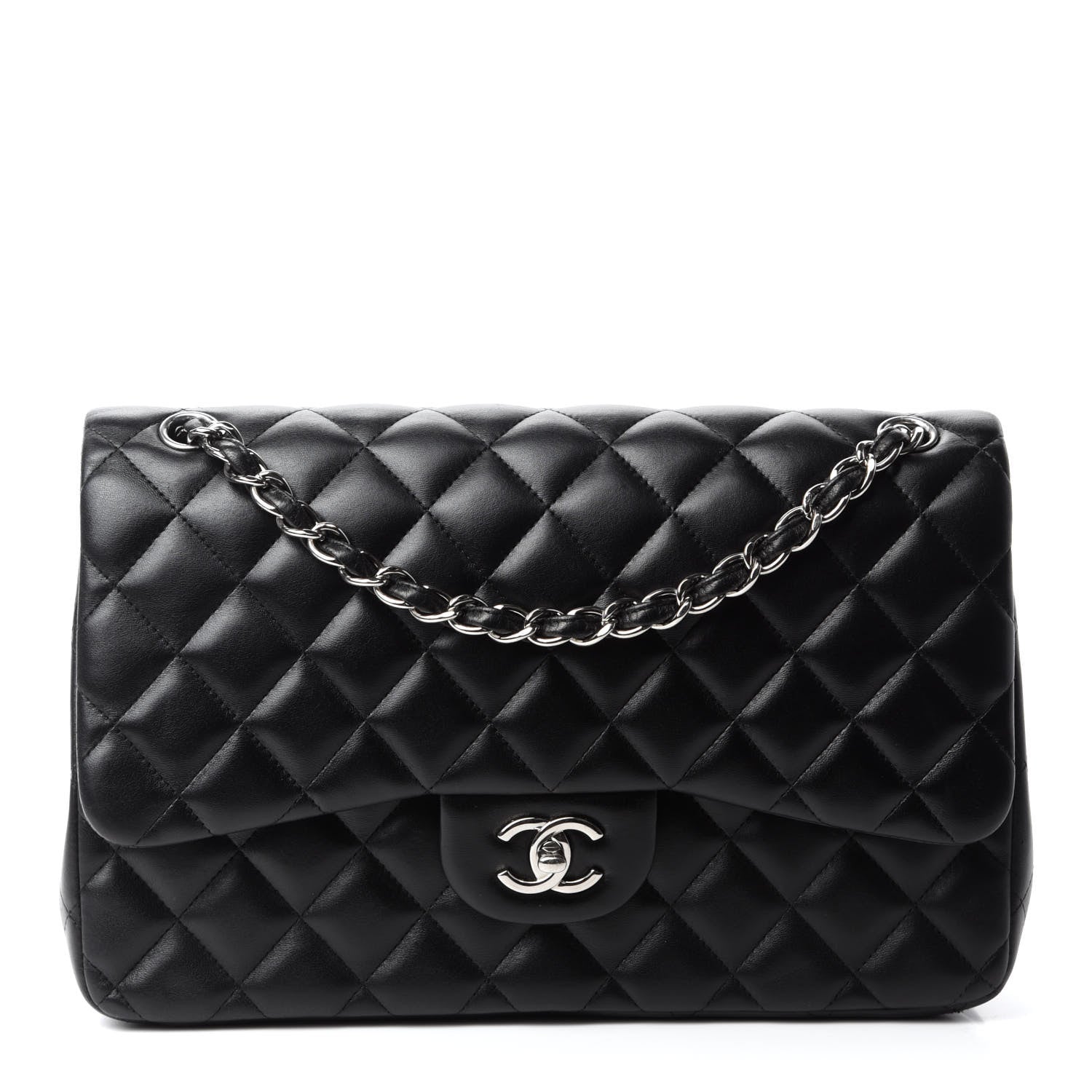 Chanel Lambskin Quilted Jumbo Double Flap Black 1 of 13