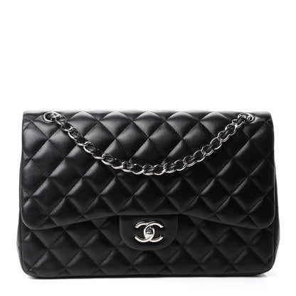 Chanel Lambskin Quilted Jumbo Double Flap Black 1 of 13