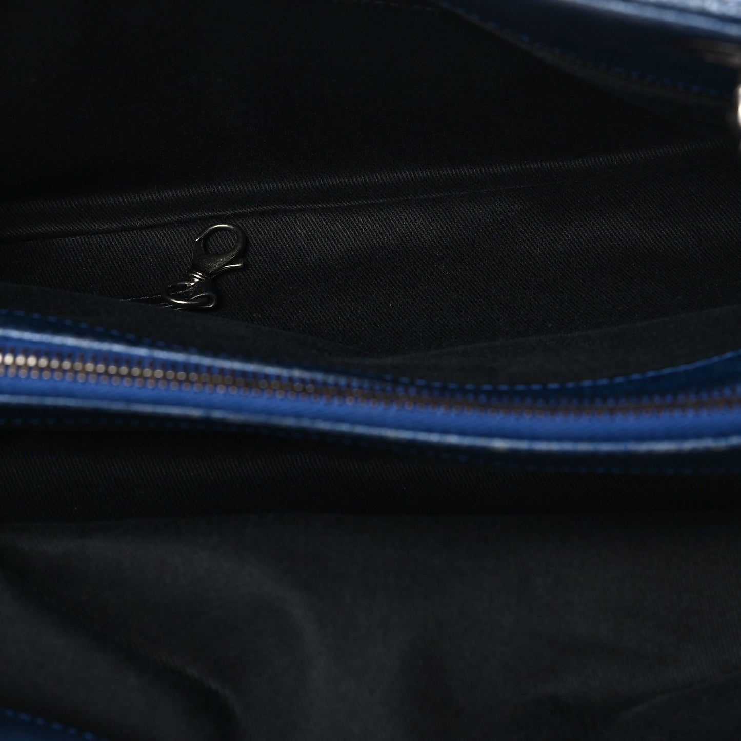 Iridescent Caviar Quilted Chic Shopping Tote Dark Blue