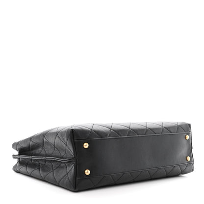 Chanel Lambskin Quilted Signature Plate Large Shopping Tote Black 4 of 11