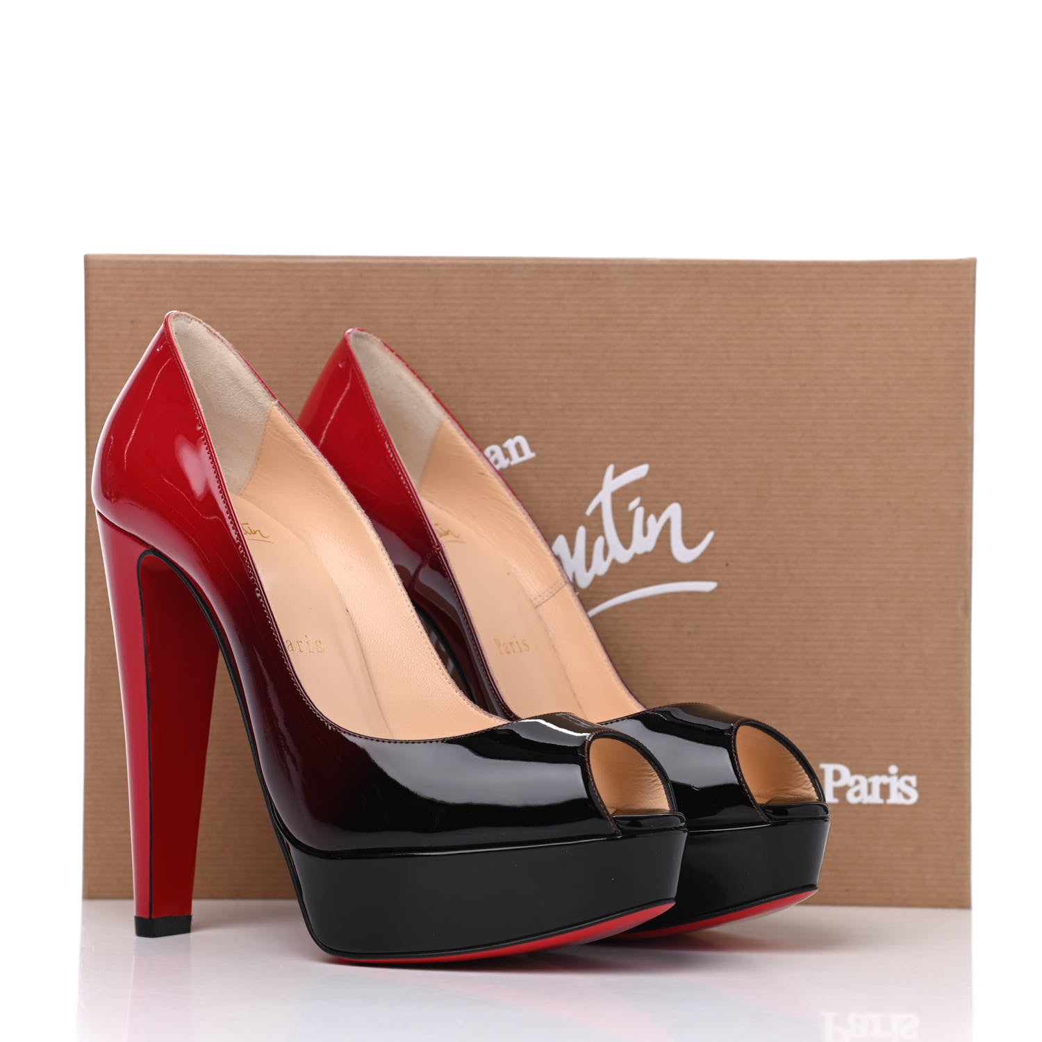 Christian Louboutin Patent Degrade Altanana 140 Pumps 37.5 Black Red 10 of 10