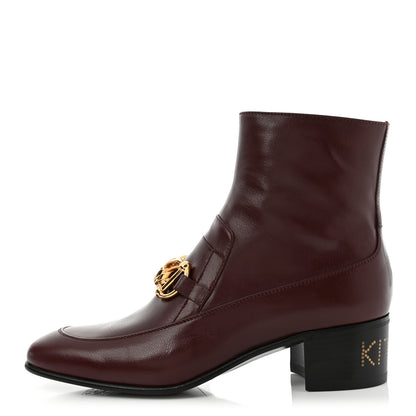 Gucci Goatskin Kitten Chain Horsebit Ankle Boots 38.5 Bordeaux 1 of 13