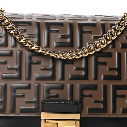 Fendi Vitello Liberty Bi-Color FF 1974 Embossed Chain Strap Kan U Shoulder Bag Black Maya 8 of 10
