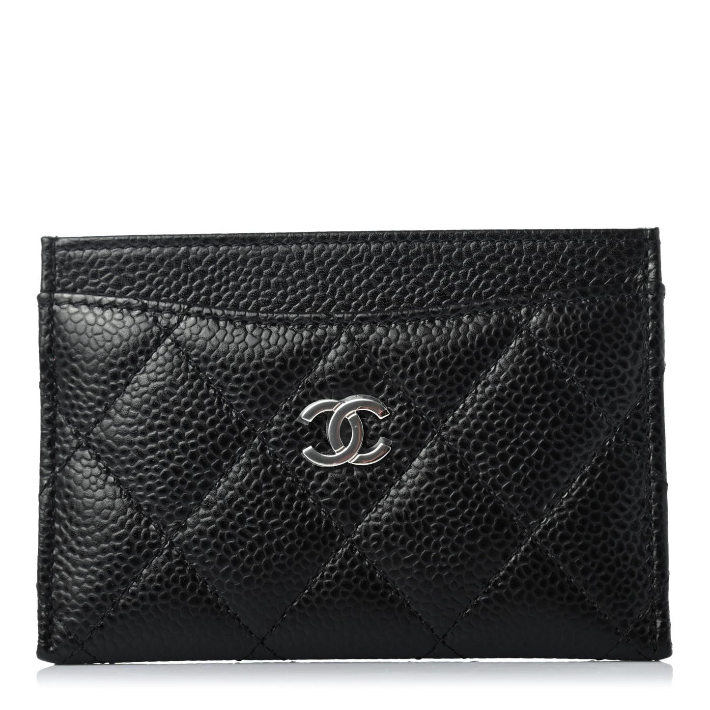 Caviar Quilted Card Holder Black