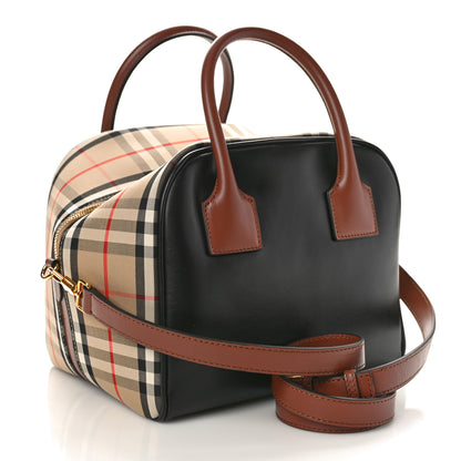 Burberry Smooth Calfskin Small Cube Bowling Bag Black Archive Beige 3 of 9