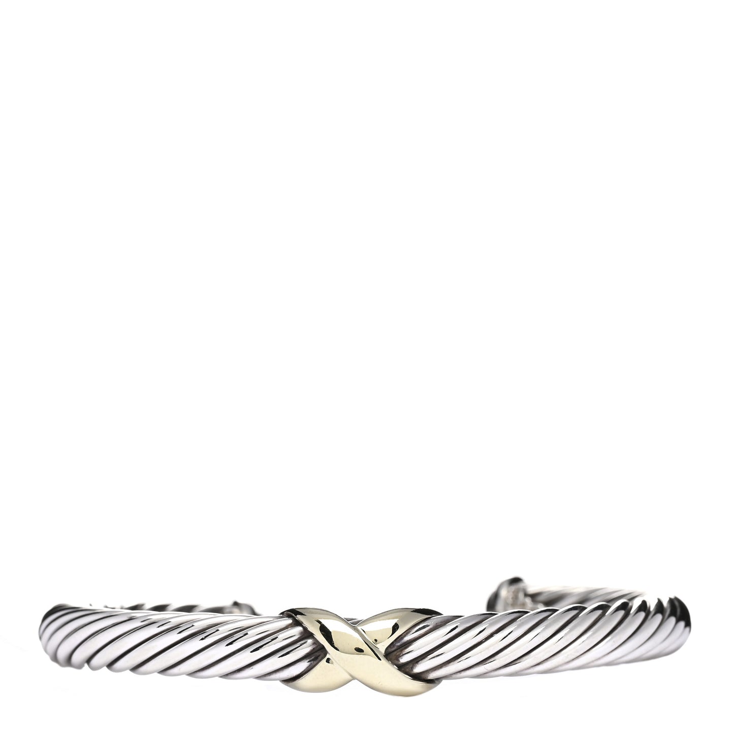 Sterling Silver 14K Yellow Gold 7mm X Station Cable Bracelet