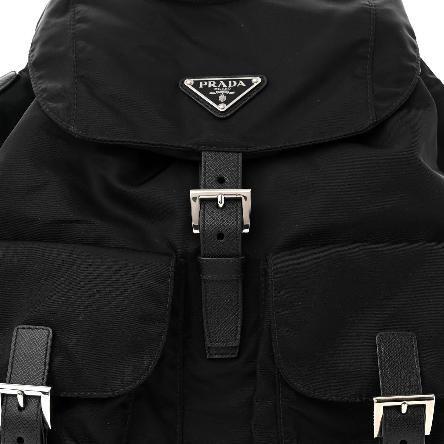 Re-Nylon Tessuto Saffiano Medium Backpack Black