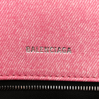 Balenciaga Nappa Denim Printed Small Hourglass Top Handle Bag Denim Pink 6 of 10