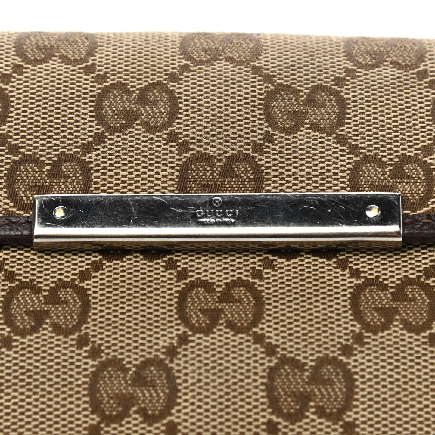 Monogram Metal Bar Continental Flap Wallet Beige Ebony Dark Brown