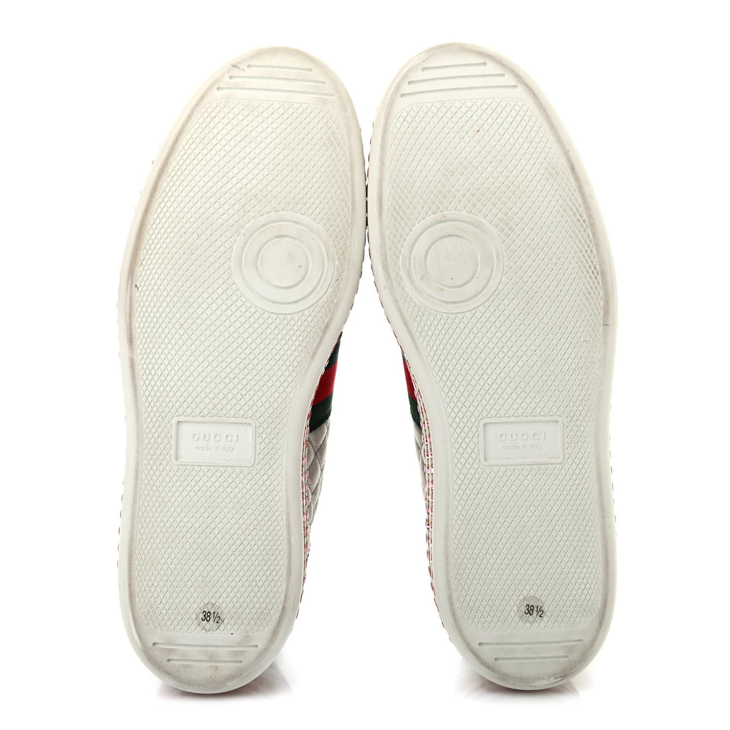 Laminated Nappa Crystal Web Bee Embroidered Trapuntata Womens Ace Platform Sneakers 38.5 Argento