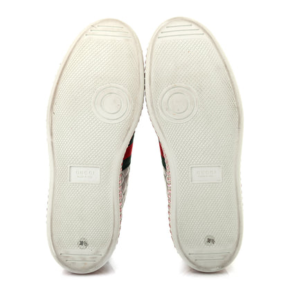 Gucci Laminated Nappa Crystal Web Bee Embroidered Trapuntata Womens Ace Platform Sneakers 38.5 Argento 5 of 7