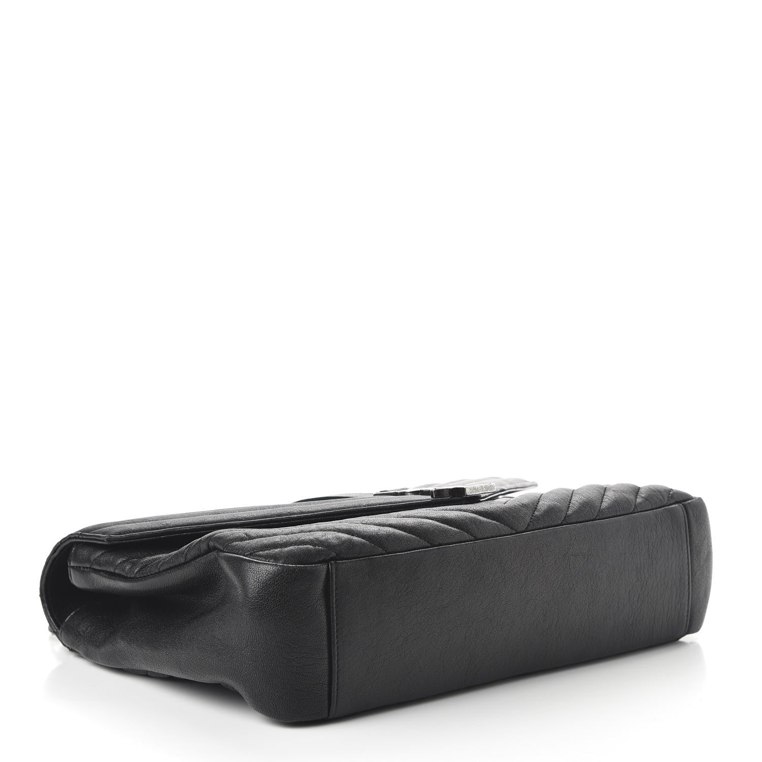 Saint Laurent Sheepskin Matelasse Chevron Monogram Large College Satchel Black 4 of 9