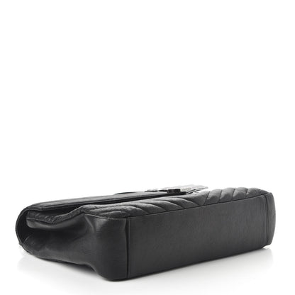 Saint Laurent Sheepskin Matelasse Chevron Monogram Large College Satchel Black 4 of 9