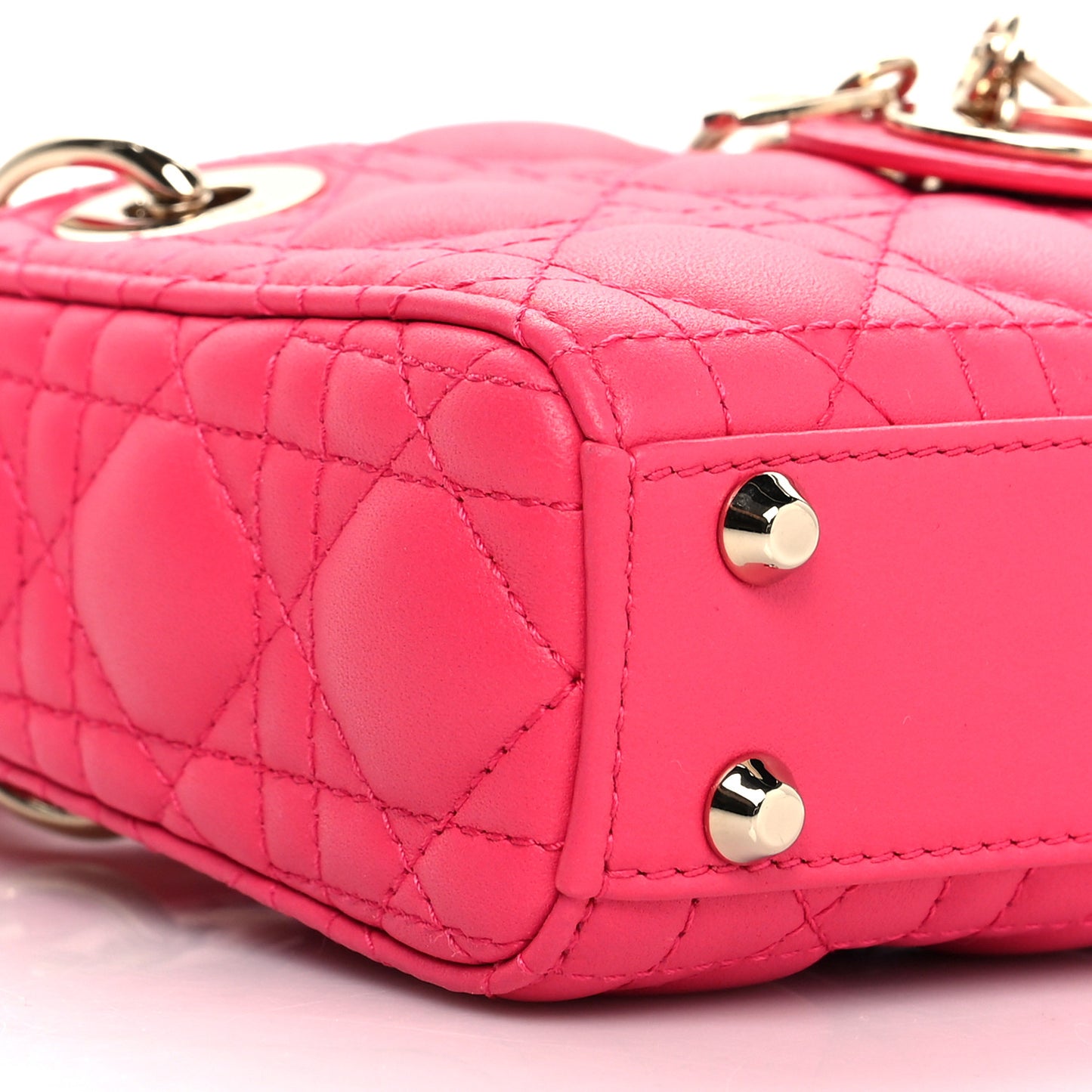 Lambskin Cannage Micro Lady Dior Bright Pink