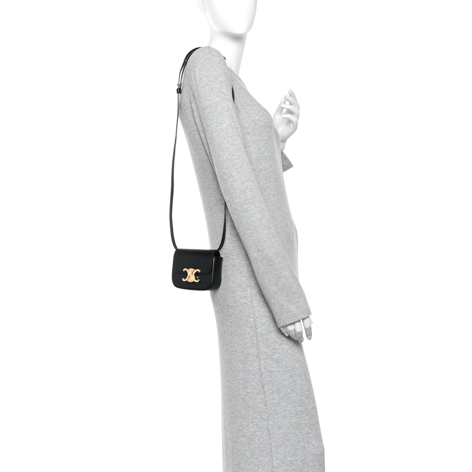 Celine Shiny Calfskin Mini Triomphe Black 2 of 9
