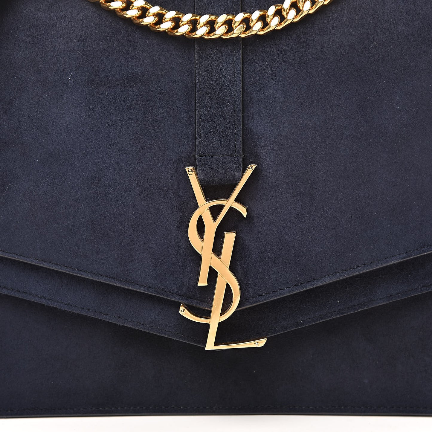 Suede Sulpice Monogram Medium Shoulder Bag Navy