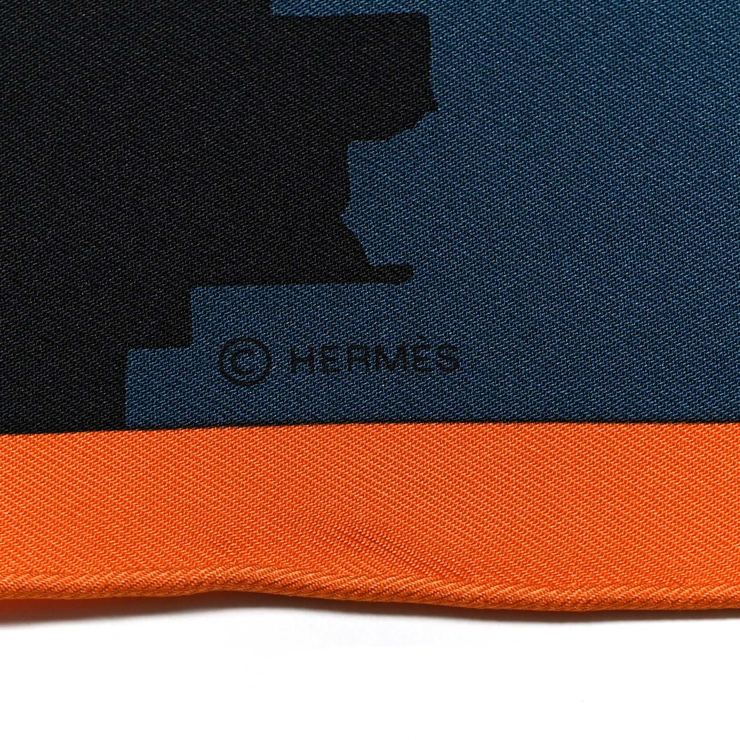 Hermes Silk Space Shopping Au Faubourg Scarf 90 Bleu Orange Vert 2 of 4