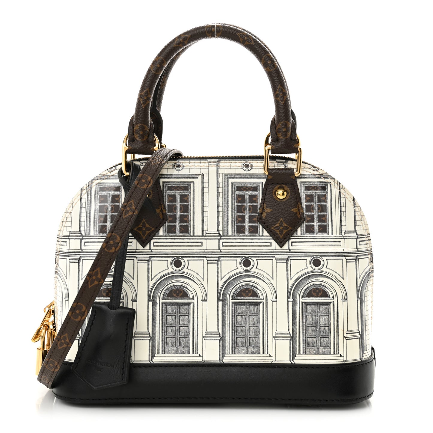 X FORNASETTI Calfskin Architettura Alma BB Black White