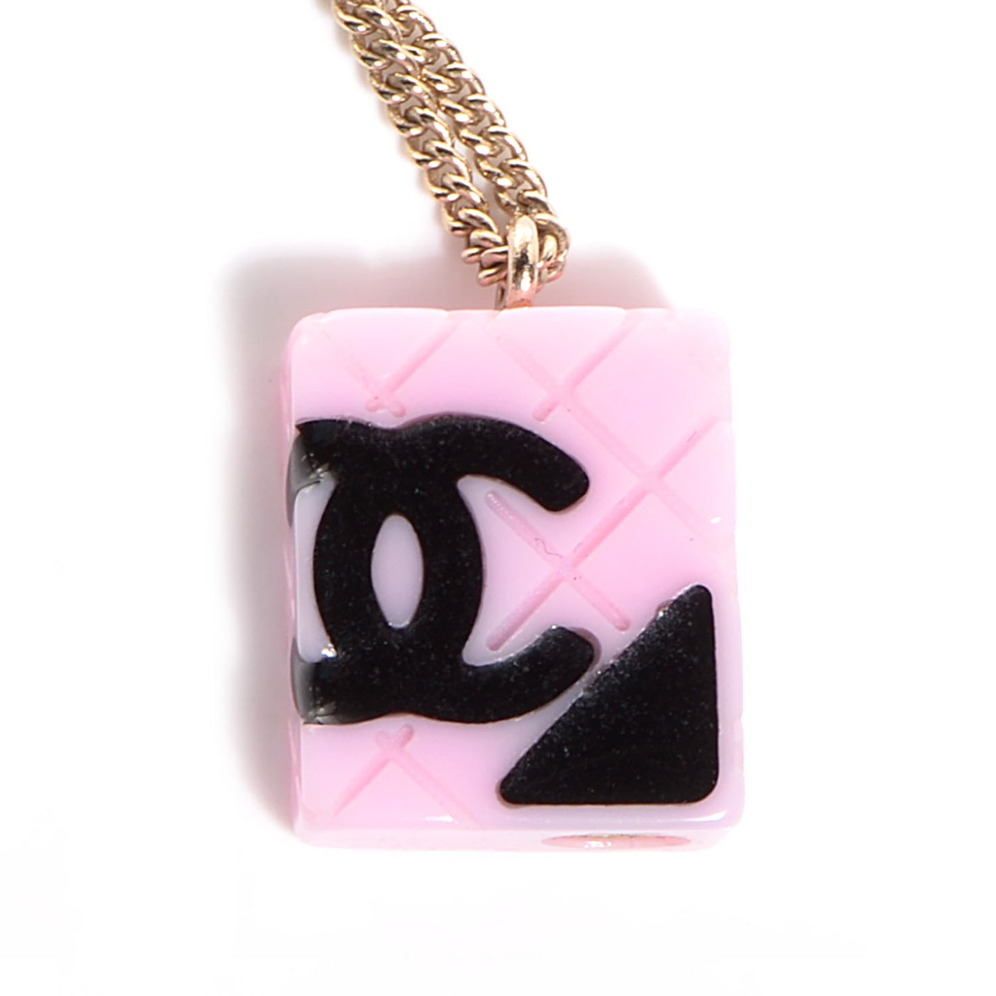 Resin Cambon Necklace Pink Black