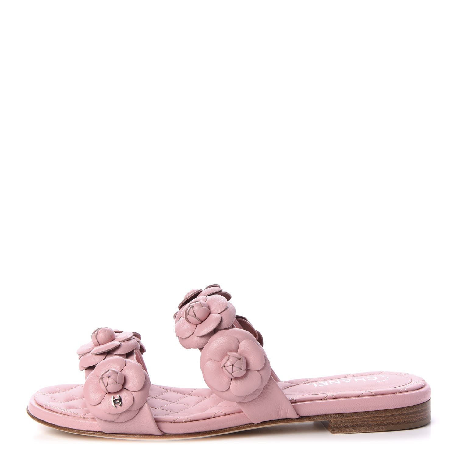 Chanel Lambskin Camellia Slide Sandals 35 Pink 1 of 10