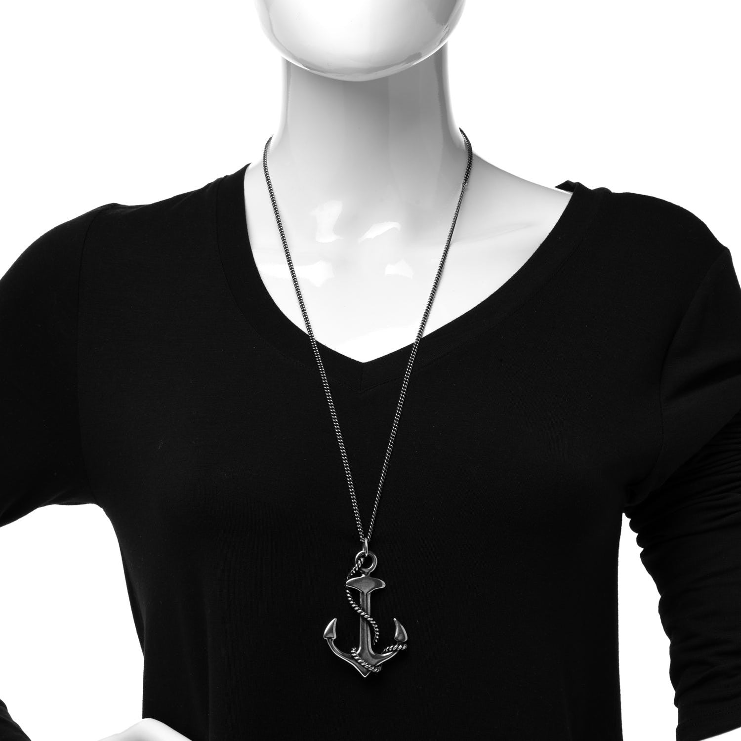 Saint Laurent Metal Anchor Necklace Silver 2 of 7