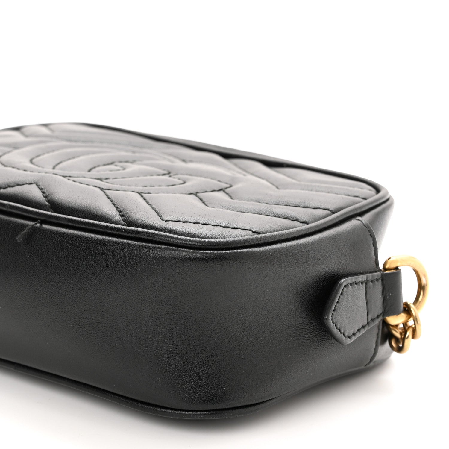 Gucci Calfskin Matelasse Mini GG Marmont Chain Shoulder Bag Black 10 of 13