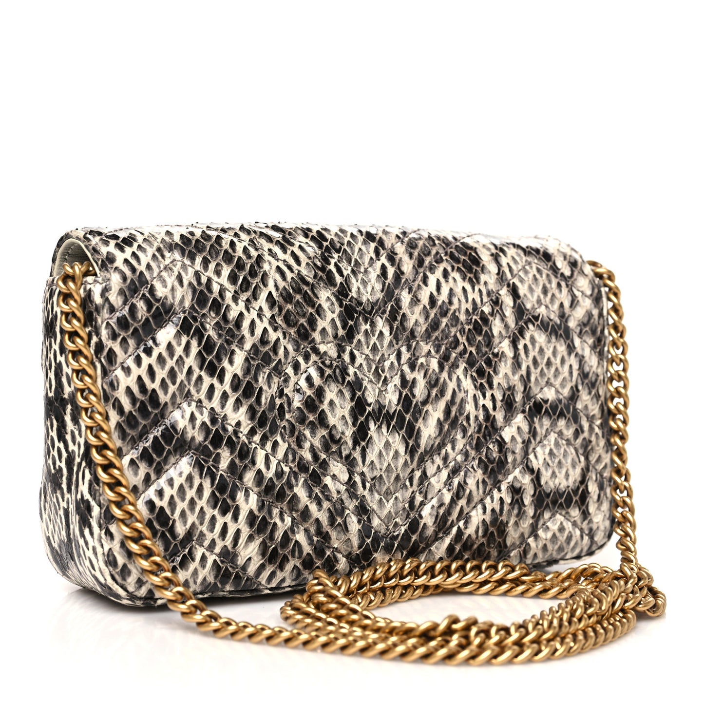 Snakeskin Matelasse Super Mini GG Marmont Shoulder Bag Roccia