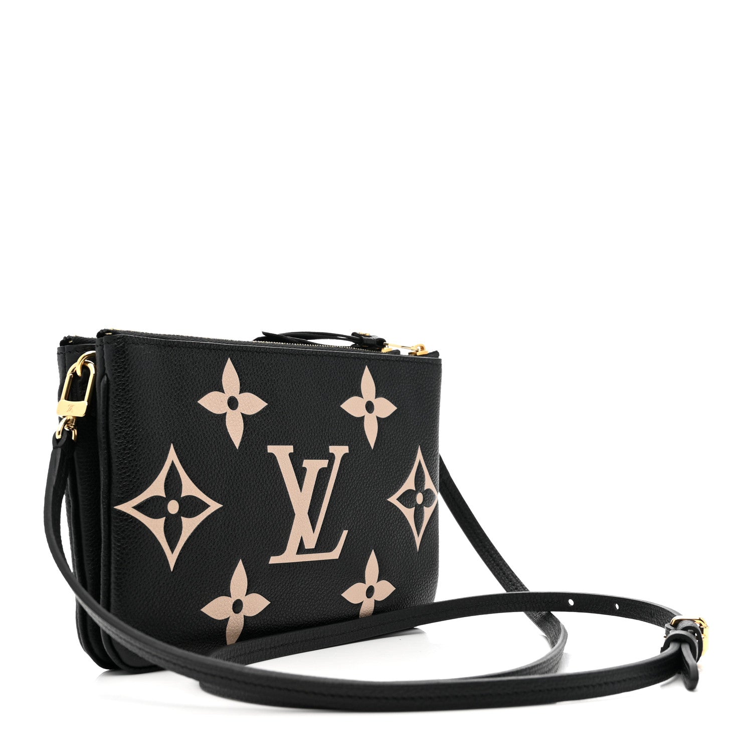 Louis Vuitton Empreinte Monogram Giant Double Zip Pochette Black Cream 3 of 11