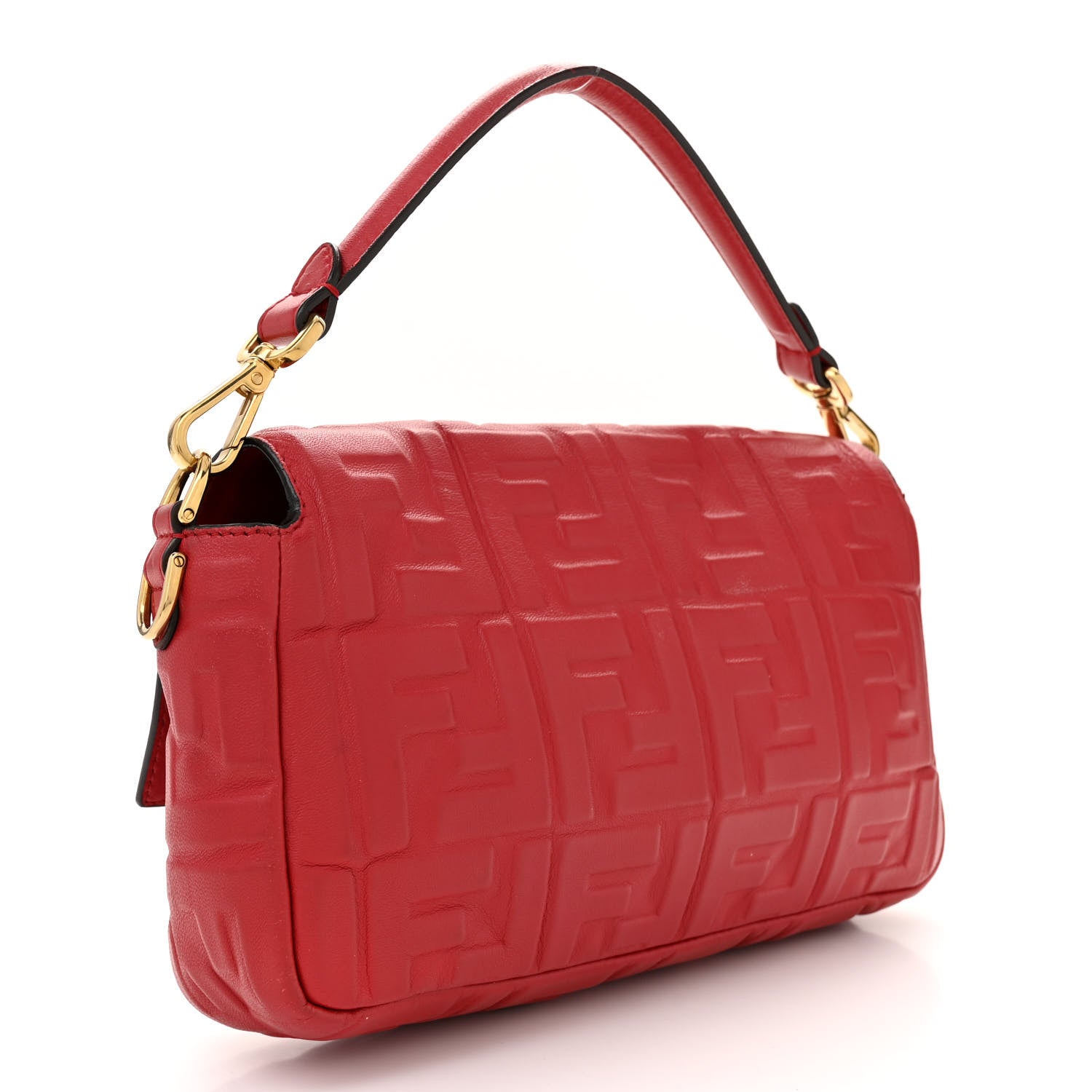 Fendi Nappa FF 1974 Embossed Baguette Fragola 3 of 11