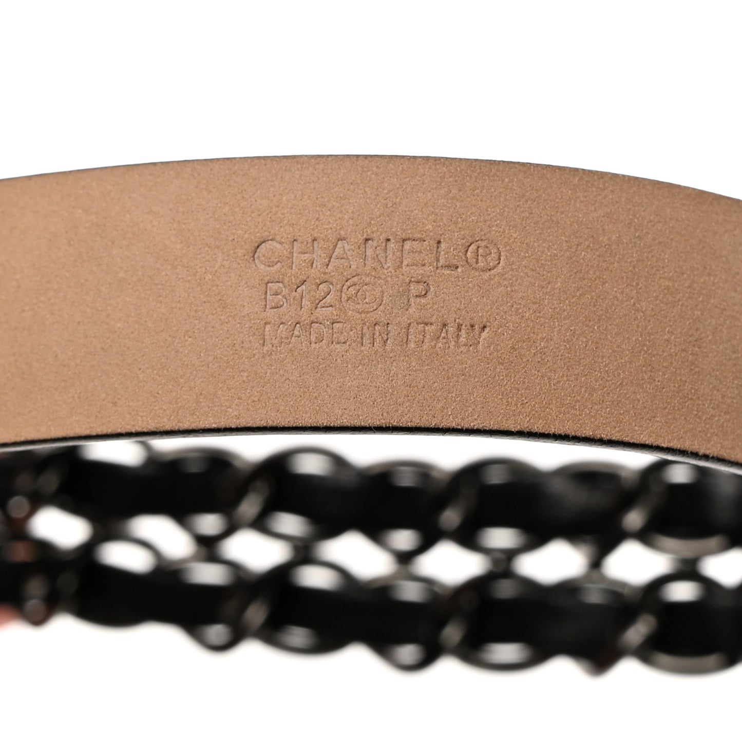 Calfskin Metal CC Chain Belt 90 36 Black