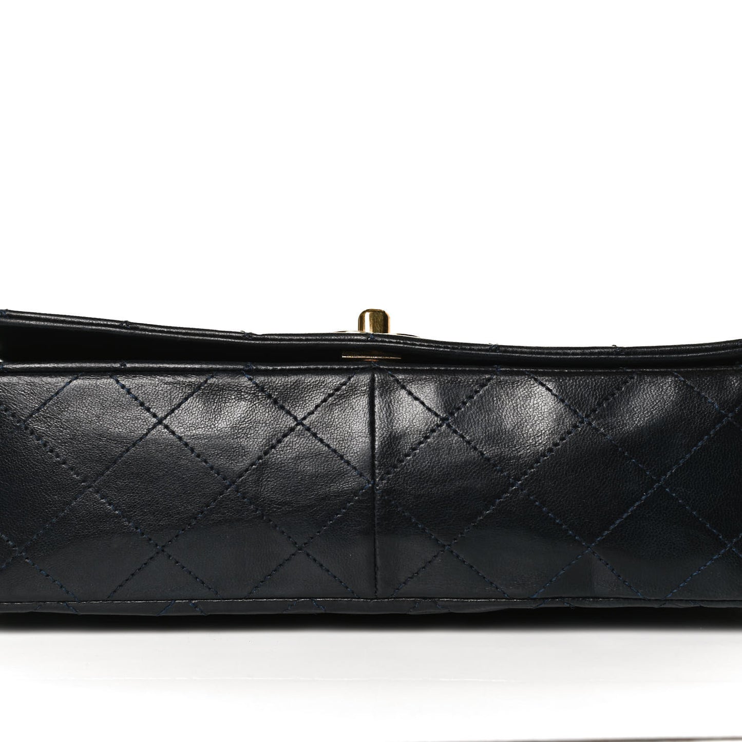 Lambskin Quilted Small Single Flap Navy