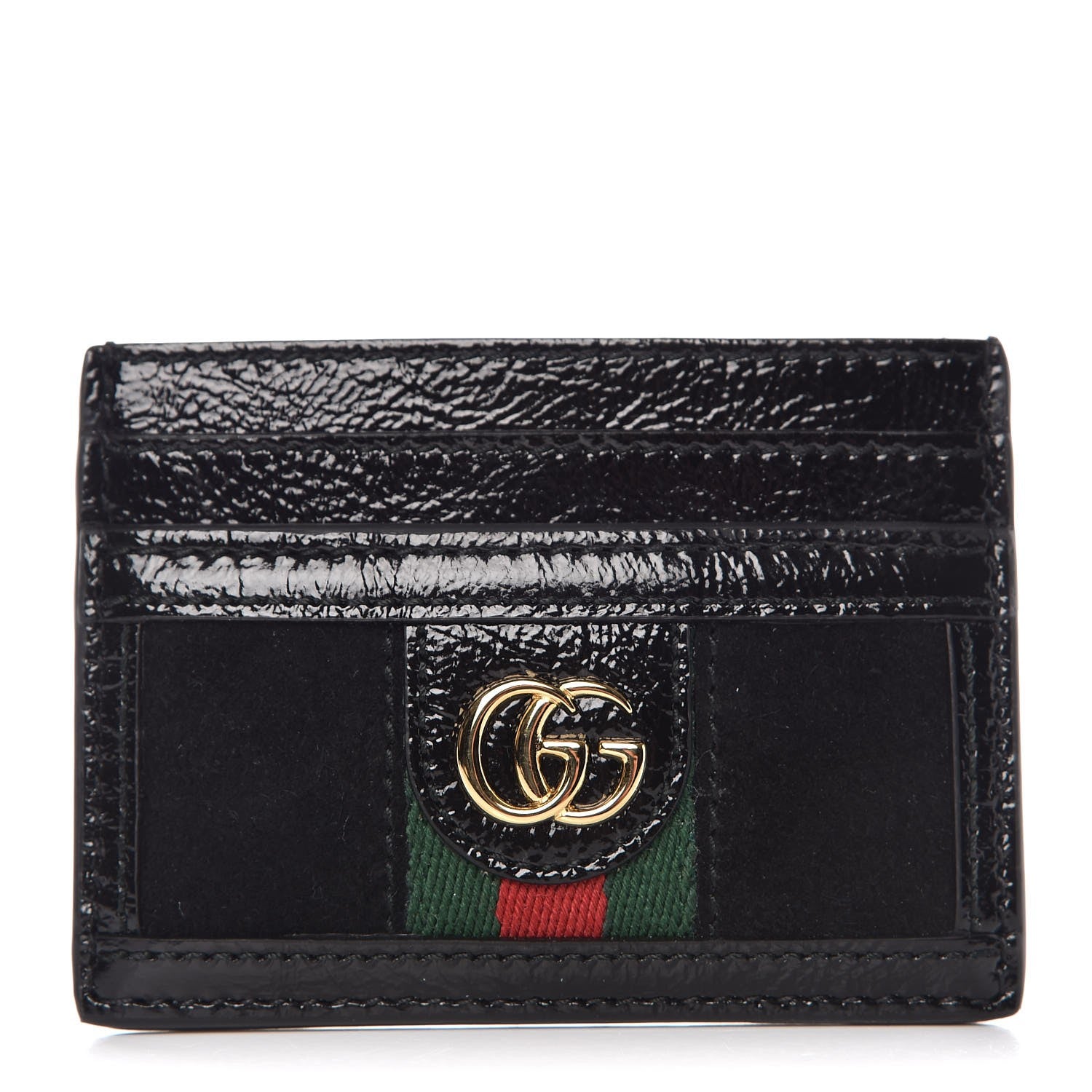 Gucci Suede Patent Web GG Ophidia Card Holder Black 1 of 6