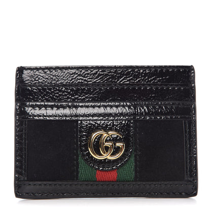 Gucci Suede Patent Web GG Ophidia Card Holder Black 1 of 6
