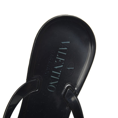 Valentino Garavani PVC Jelly Rockstud Bow Thong Sandals 39 Black 5 of 7