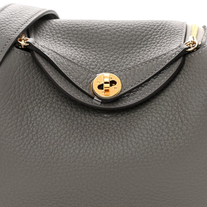 Hermes Taurillon Clemence Mini Lindy 20 Gris Meyer 8 of 10