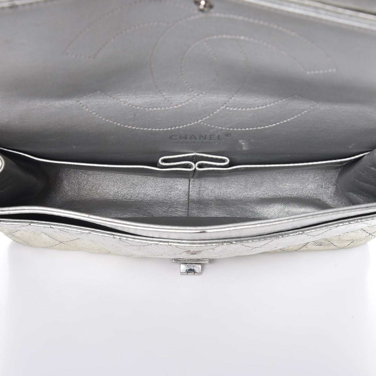 Metallic Aged Calfskin Quilted 2.55 Reissue 227 Flap Silver