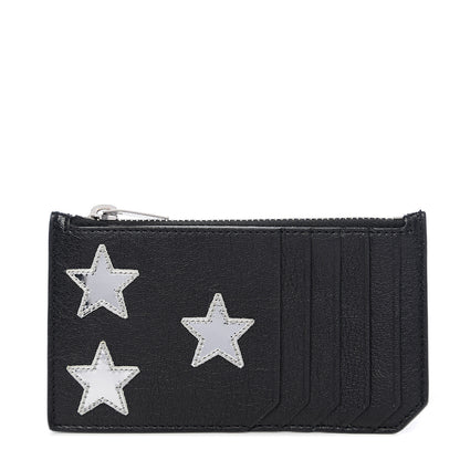 Saint Laurent Calfskin 5 Fragments Stars Zip Pouch Card Holder Black 1 of 6